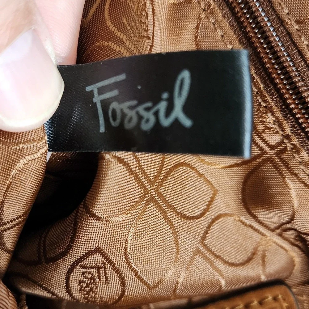 Fossil Cognac Pebbled‎ Leather Satchel Handbag ZB9962 Brown Key Charm